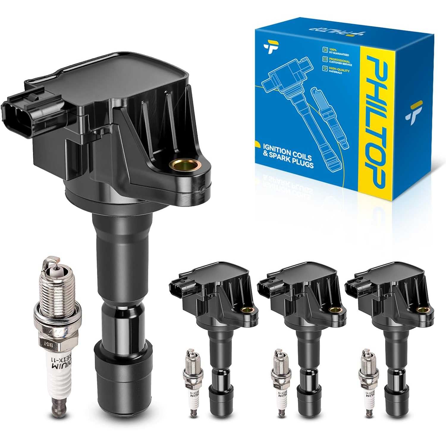 Ignition Coil Pack and Iridium Spark Plugs Fits for Honda 2009-2014 Fit 1.5L, Honda 2011-2016 CR-Z, 4PCS UF626
