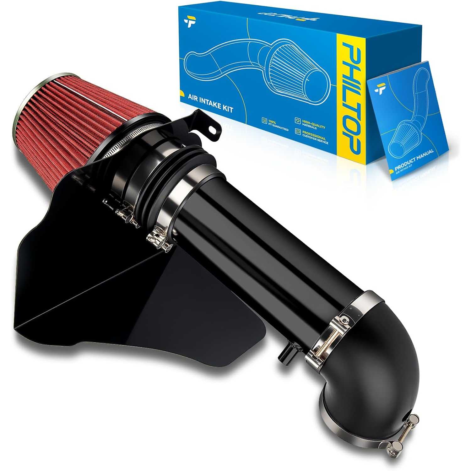 4" Cold Air Intake Kit System + Heat Shield Compatible with Chrysler 300 2006-2010, Dodge Challenger 2009-2010