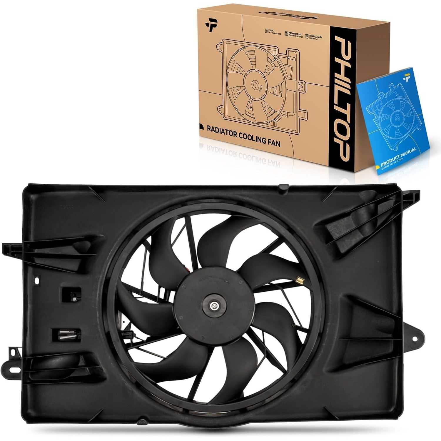 621114 Radiator Cooling Fan Assembly, Compatible with 2014-2020 Cherokee 2.4L, 2019-2020 Cherokee 3.2L, 2015-2017 200