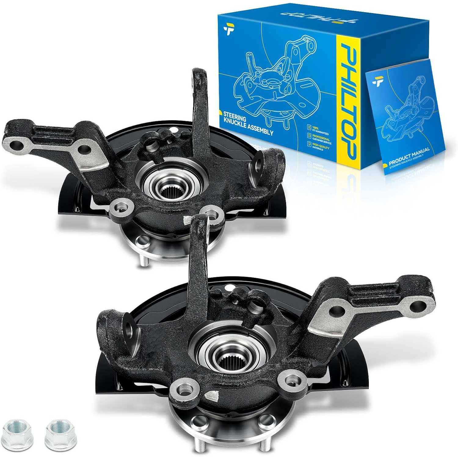 Pair Front Left and Right Steering Knuckle & Wheel Bearing Hub Assembly Compatible with Nissan Altima 2002-2006 2.5L