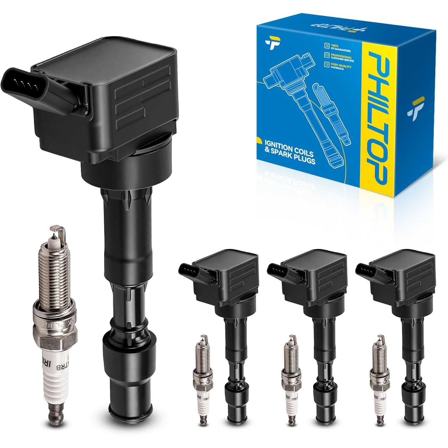 Ignition Coil Pack and Iridium Spark Plugs Fits for Kia 2018 Forte 2.0L, Hyundai 2015 Elantra 2.0L, 4PCS UF816