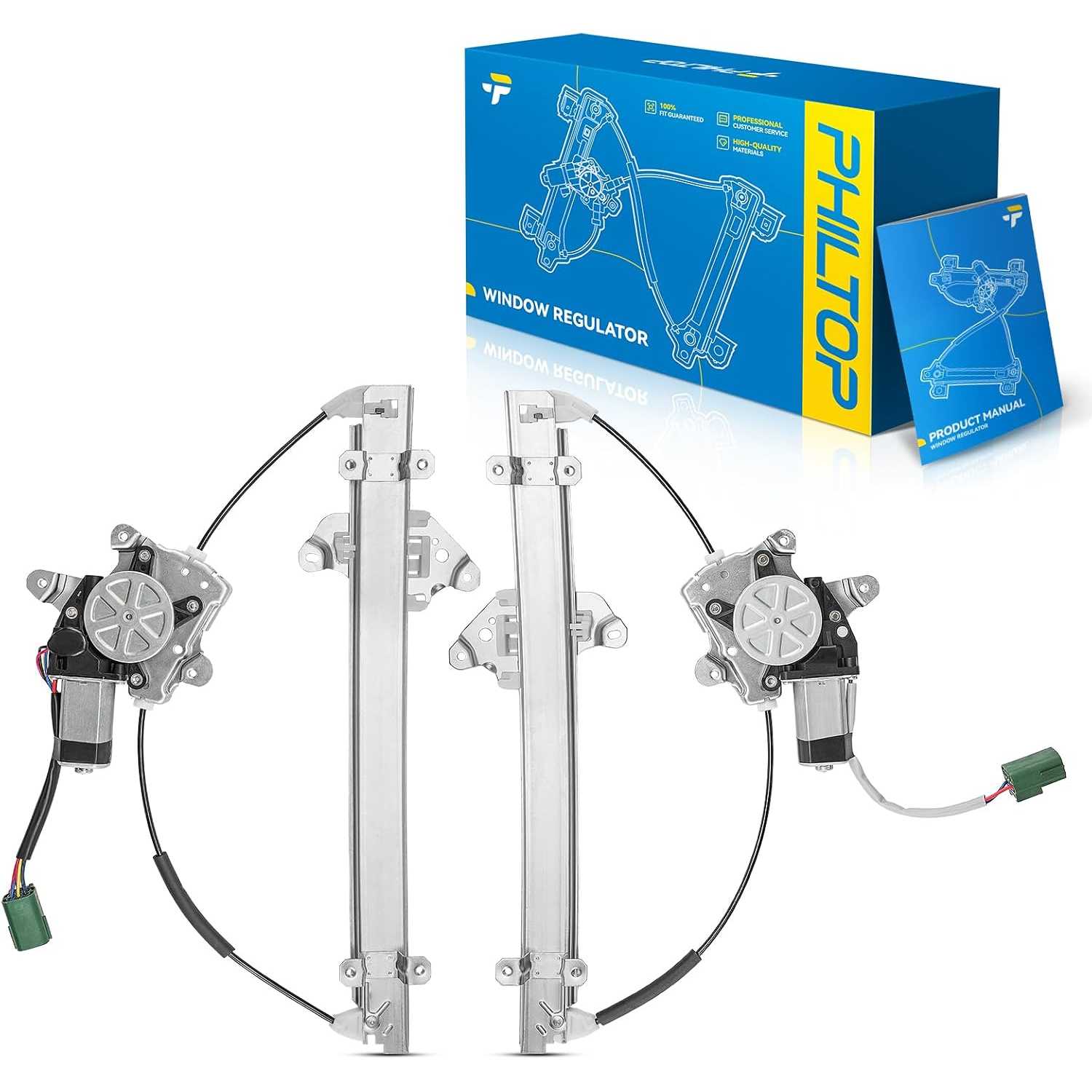 Front Left Driver Side、Right Power Window Regulator and Motor Assembly Compatible with 2011-2017 Juke Replaces 751-43...