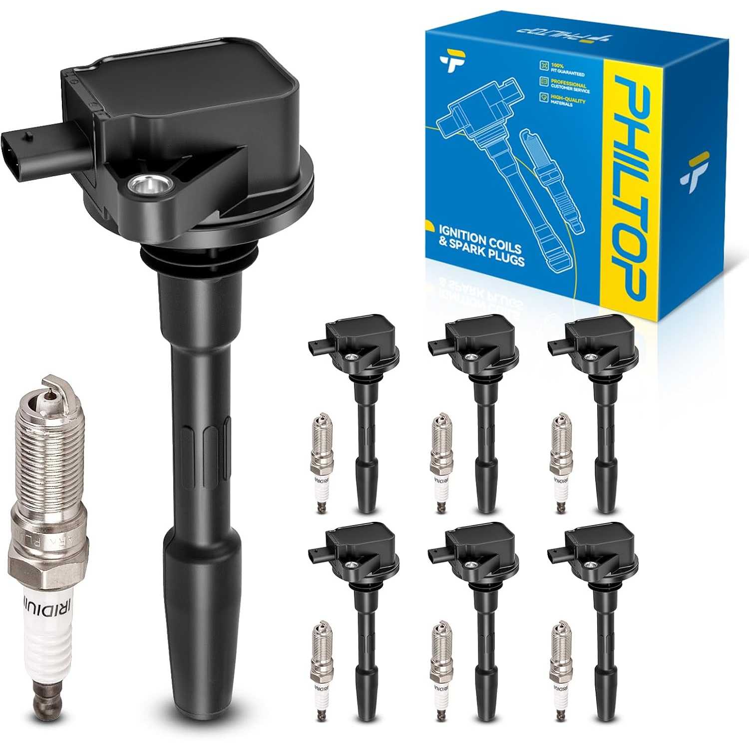 Ignition Coil Pack and Iridium Spark Plugs Fits for Ford 2018-2020 F-150 5.0L, Ford 2020-2021,2023 Mustang 5.0L