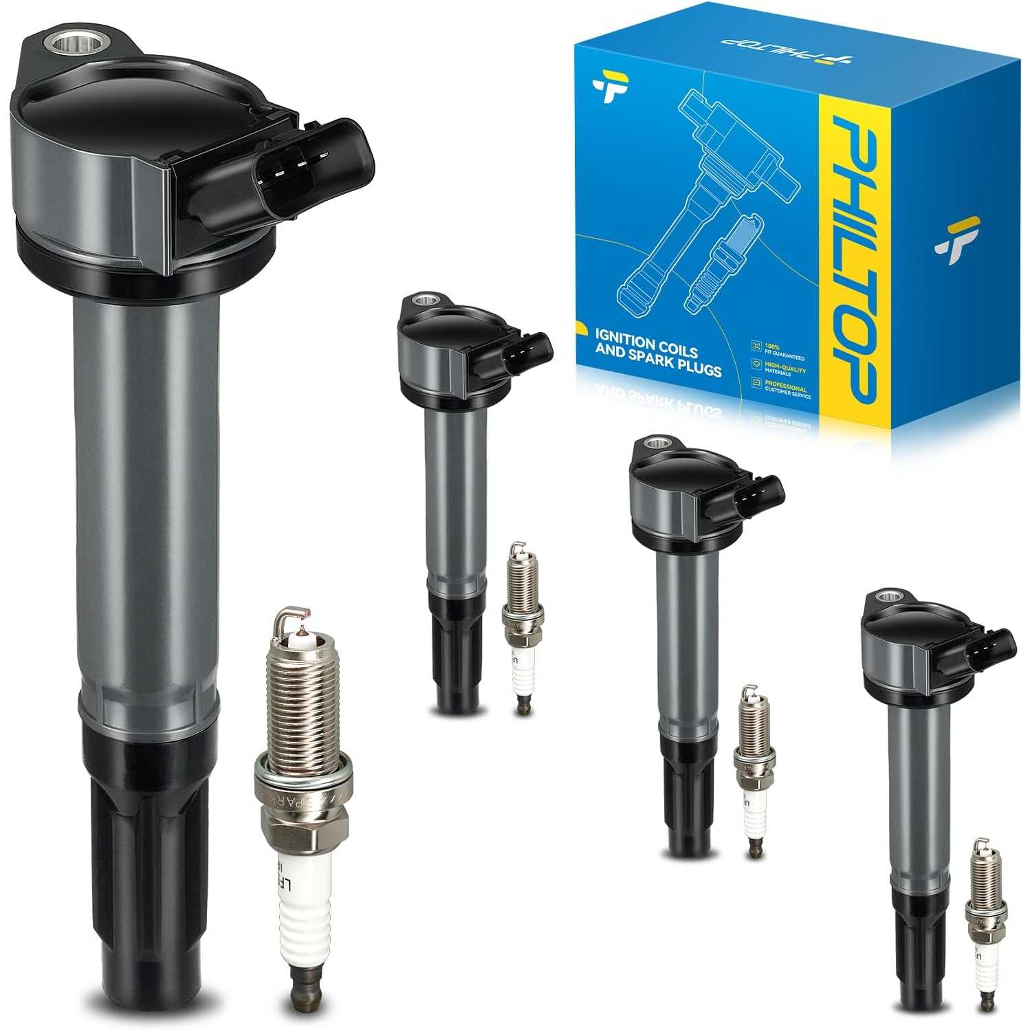 Ignition Coil Pack and Iridium Spark Plugs Fits for Toyota 2009-2018 RAV4, 2010-2017 2.5LCamry