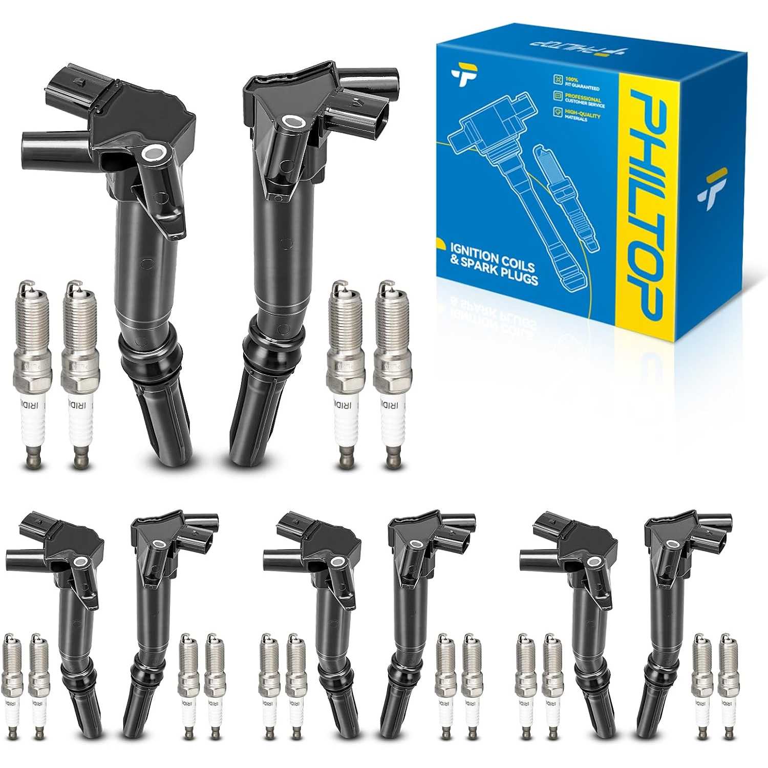 Ignition Coil Pack and Iridium Spark Plugs Fits for Ford 2011-2017 F-250 Super Duty 6.2L