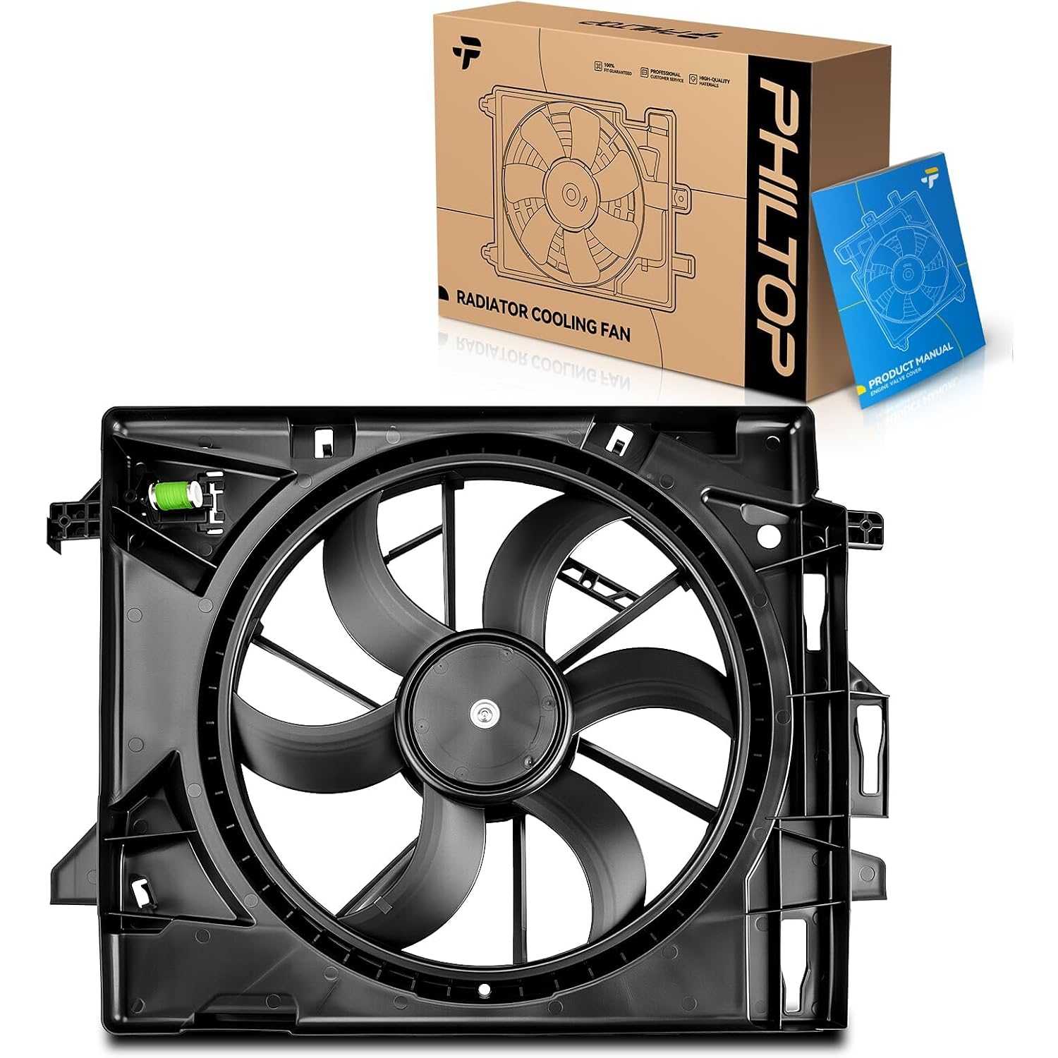621028 Radiator Cooling Fan Assembly, Compatible with 2008-2010 Grand Caravan/Town & Country 3.3L, Replace # 5058674AD