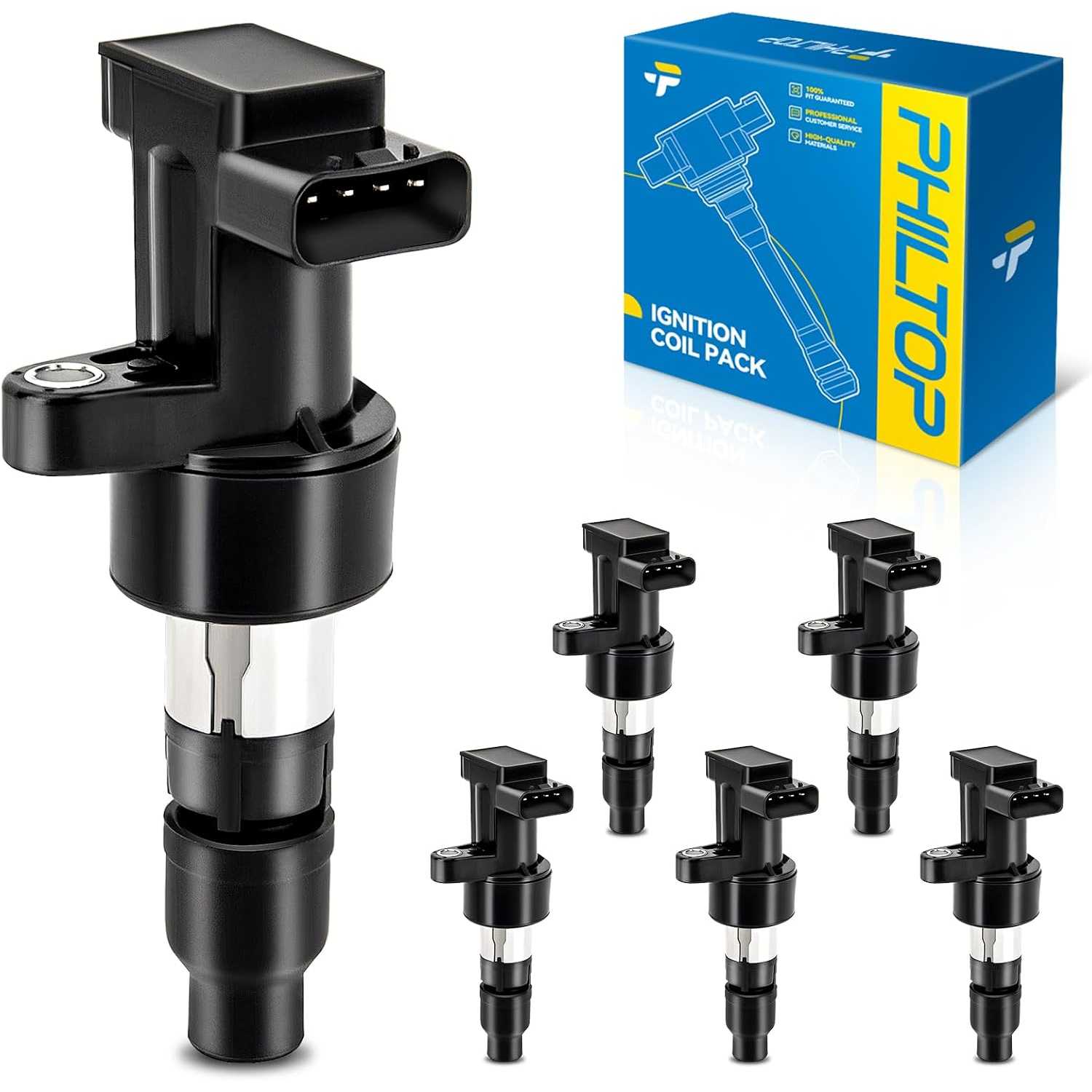 UF435 Ignition Coil Pack, Compatible with X-Type 2002-2008, S-Type 2003-2008 3.0L, Set of 6
