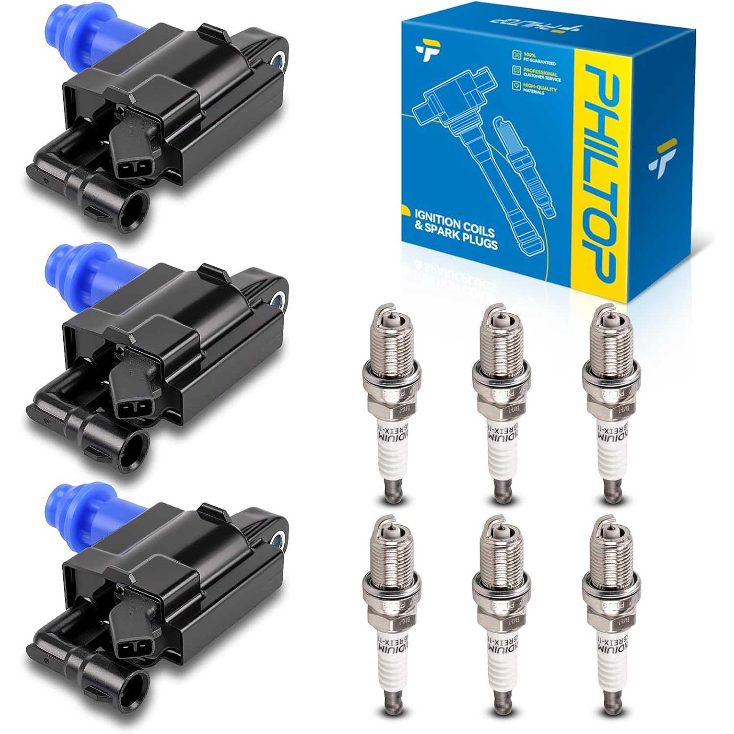 Ignition Coil Pack and Iridium Spark Plugs Fits for Lexus 2001-2005 IS300, Lexus 2001-2005 GS300, Toyota 1998 Supra 3.0L