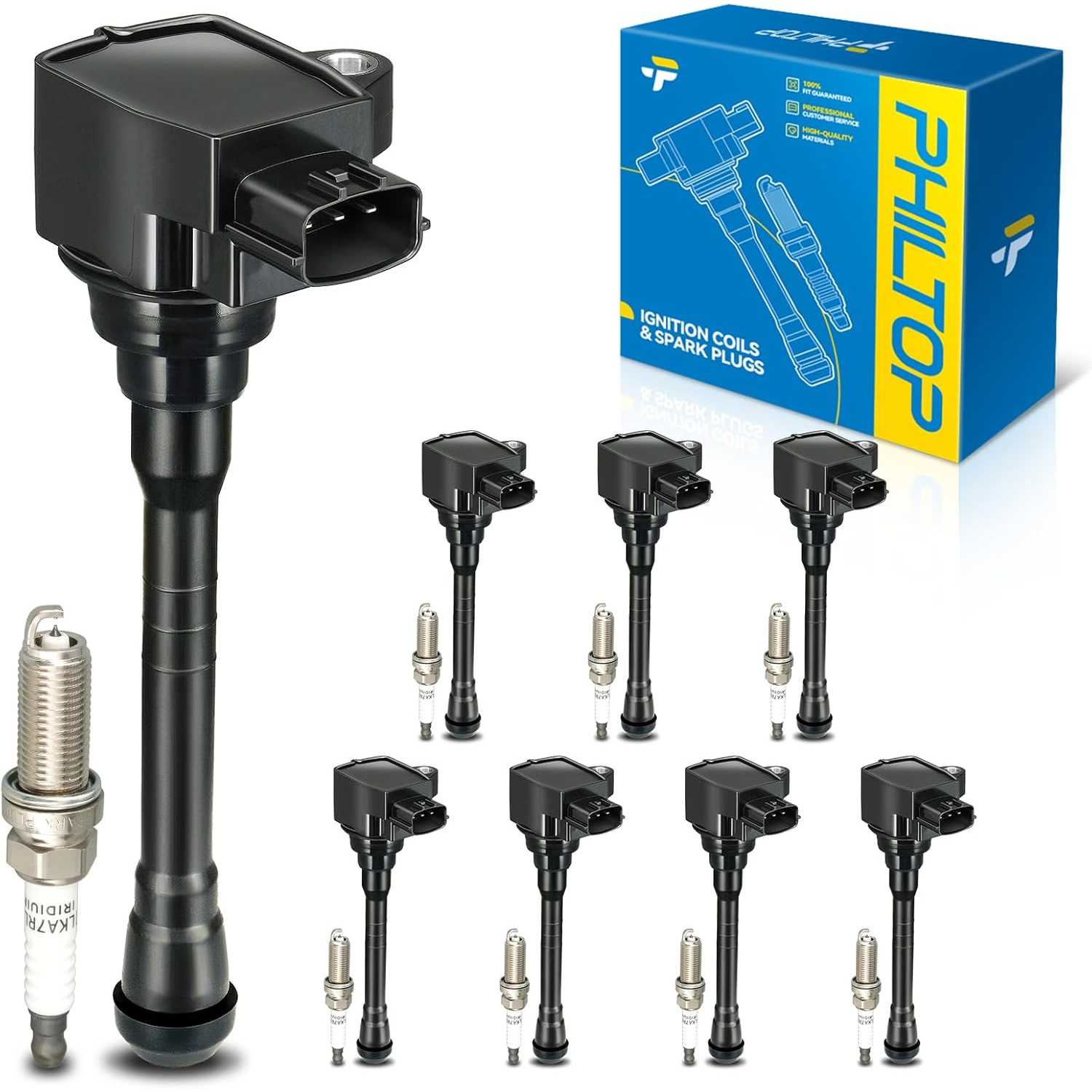 Ignition Coil Pack and Iridium Spark Plugs Fits for Nissan 2017-2020 2022-2023 TITAN, 2016-2019 TITAN XD 5.6L