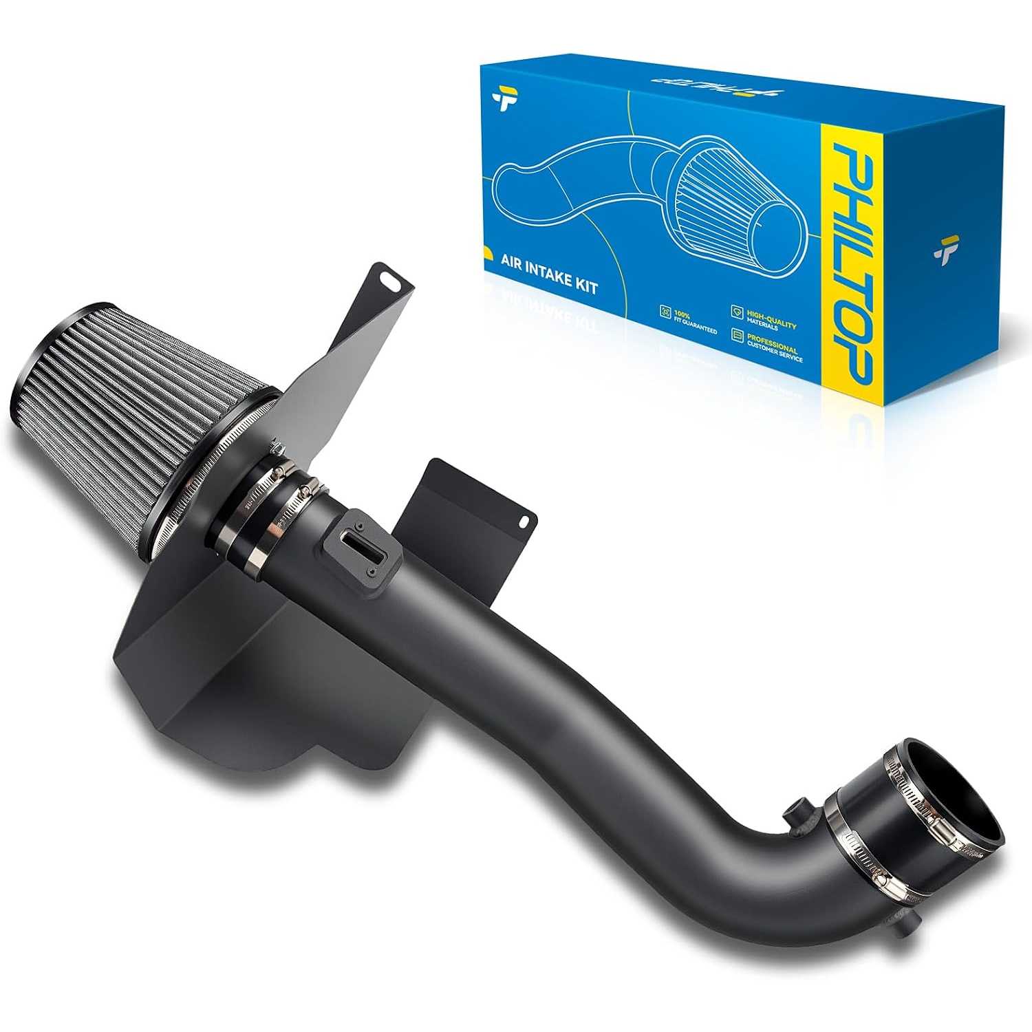 Air intake kit, Cold Air Intake Black Tube + Heat Shield for 2014-2018 Chevrolet Silverado 1500
