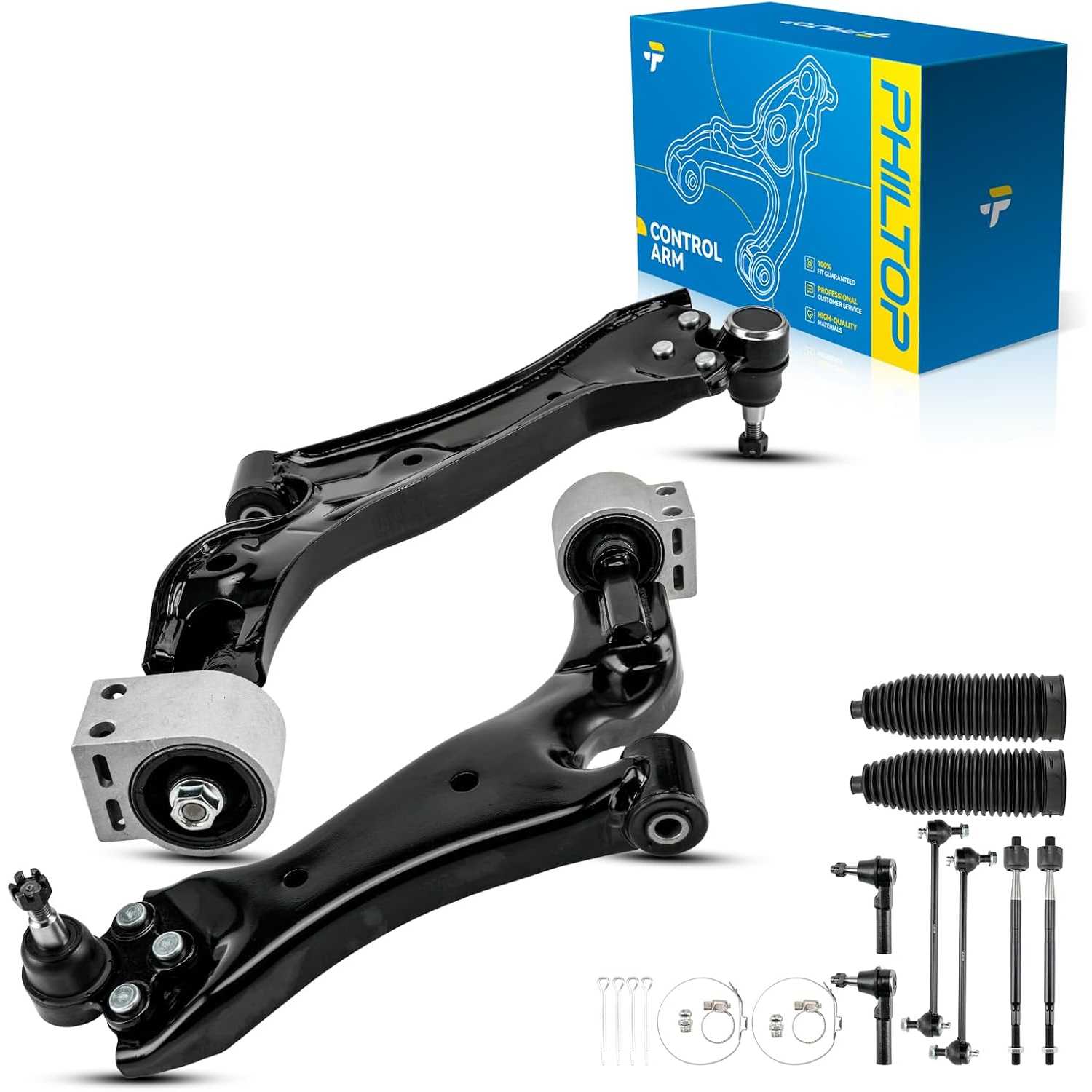 Front Suspension Kit Lower Control Arm w/Ball Joint & Sway Bar End Link & Tie Rod End & Rack and Pinion Tie Rod Compa...