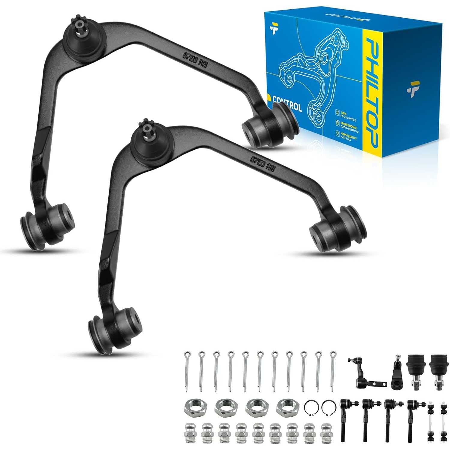 Front Suspension Kit Upper Control Arm w/Ball Joint & Sway Bar End Links & Tie Rod End & Pitman Idler Arm Compatible ...