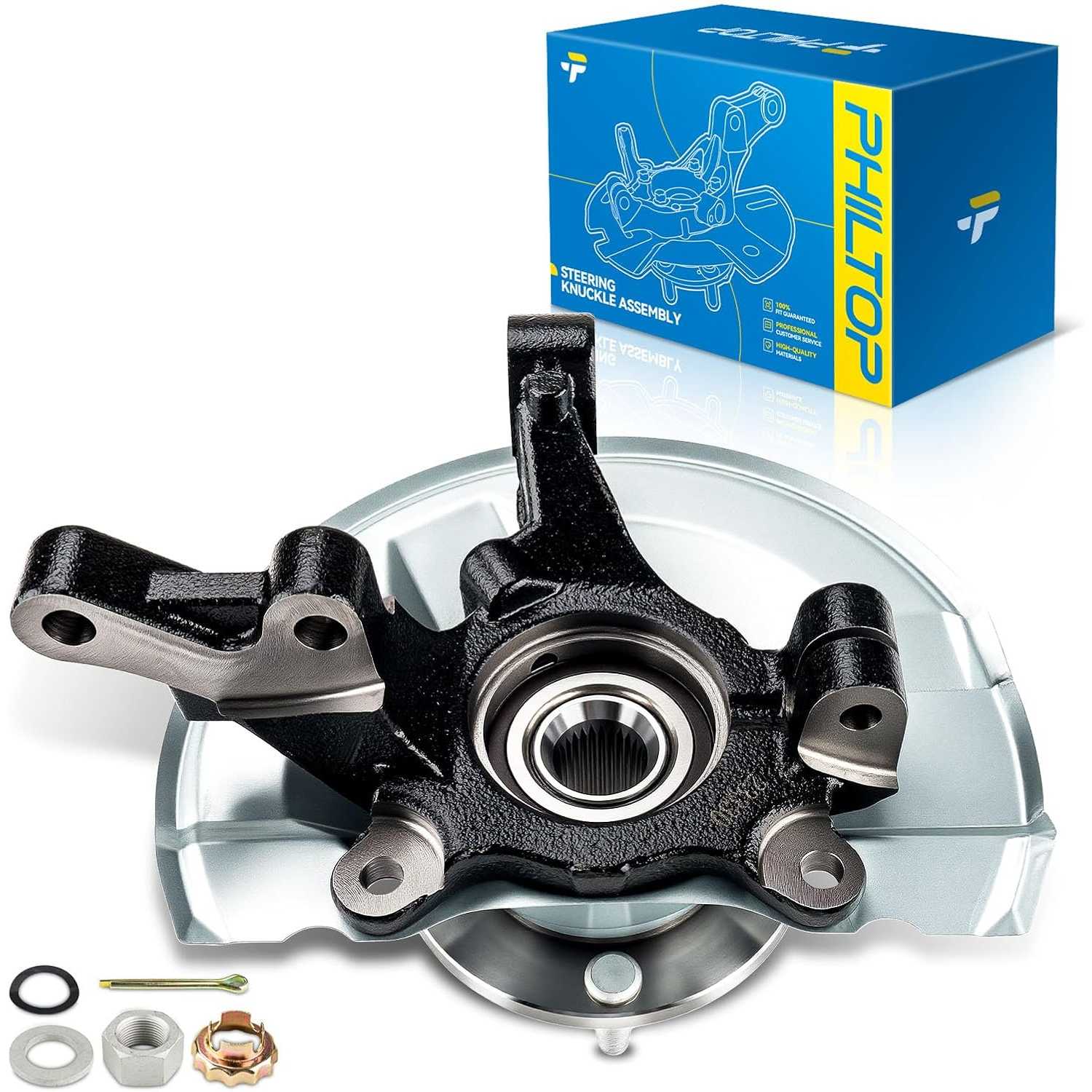 Front steering knuckle and hub assembly Compatible with 2007-2017 Jeep Patriot, 2007-2017 Jeep Compass