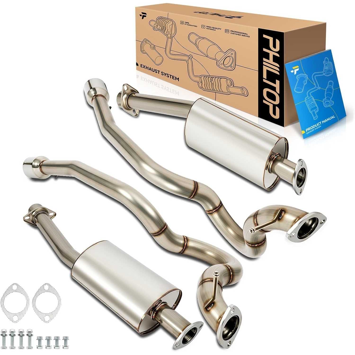 Cat-Back System, Stainless Steel Cat Back Exhaust System Fit for 1996-2004 Ford Mustang V8 4.6L