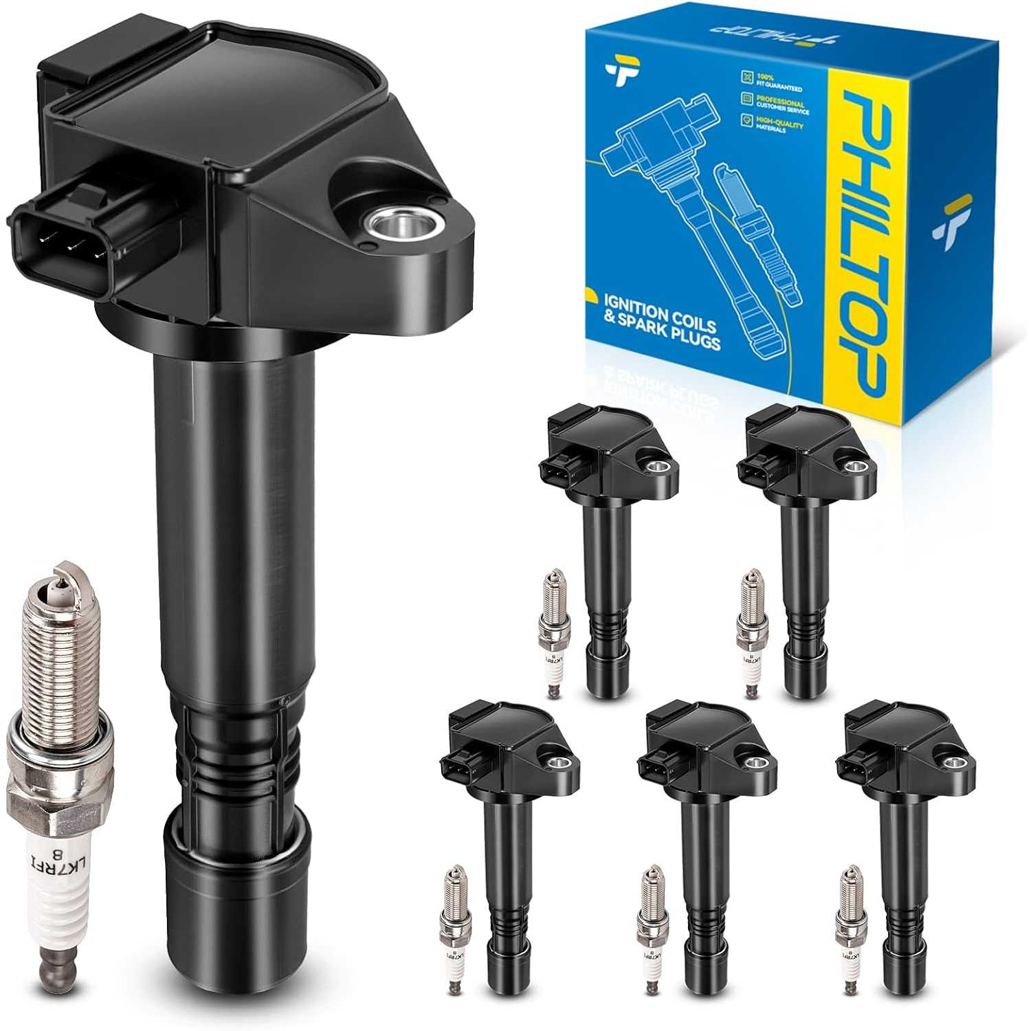 Ignition Coil Pack and Iridium Spark Plugs Fits for Honda 2016-2019 Pilot, 2018-2019 Odyssey, 2013-2017 Accord 3.5L