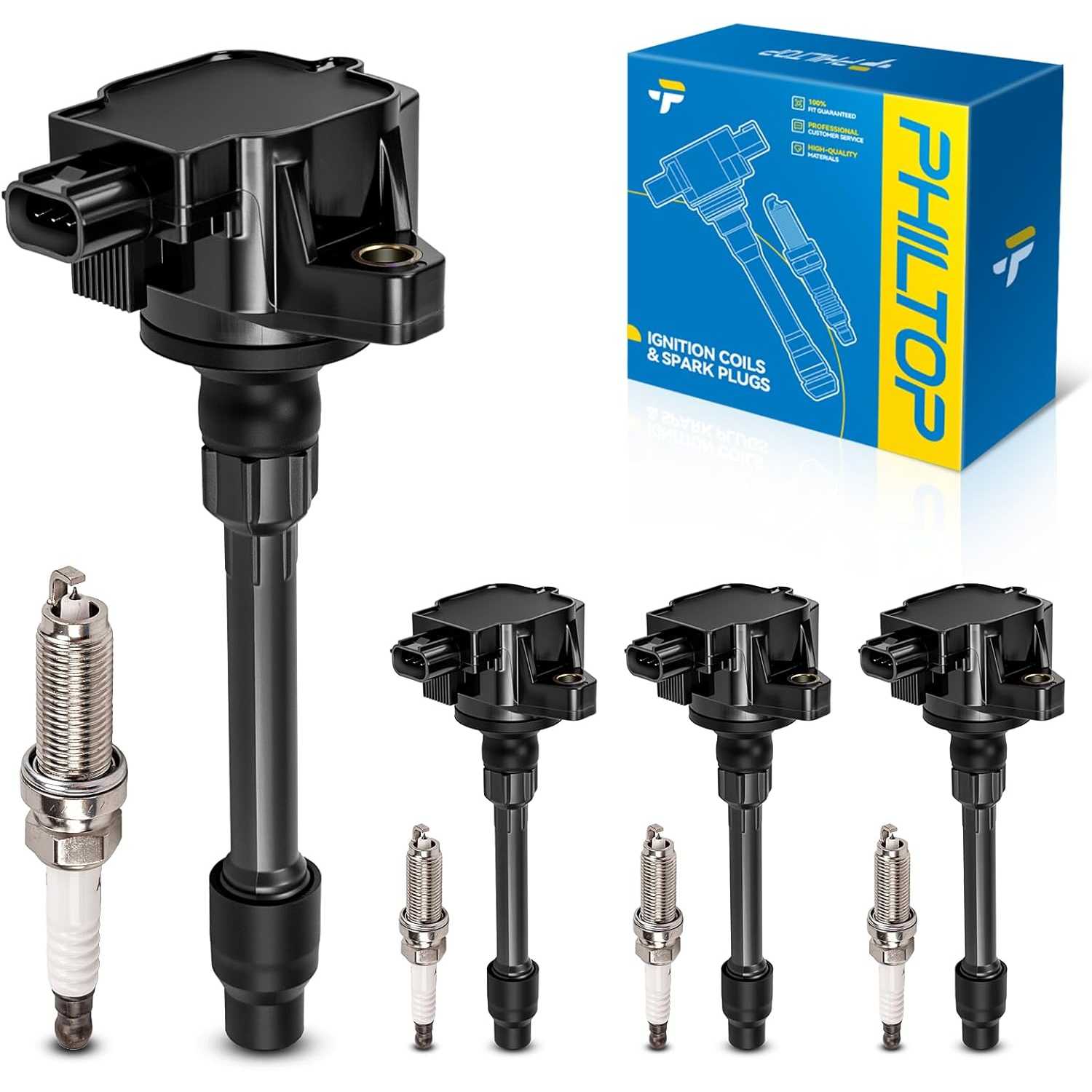 Ignition Coil Pack and Iridium Spark Plugs Fits for Honda 2017-2022 CR-V 1.5L, 2017-2020 Civic Si, 2025 Civic Type R