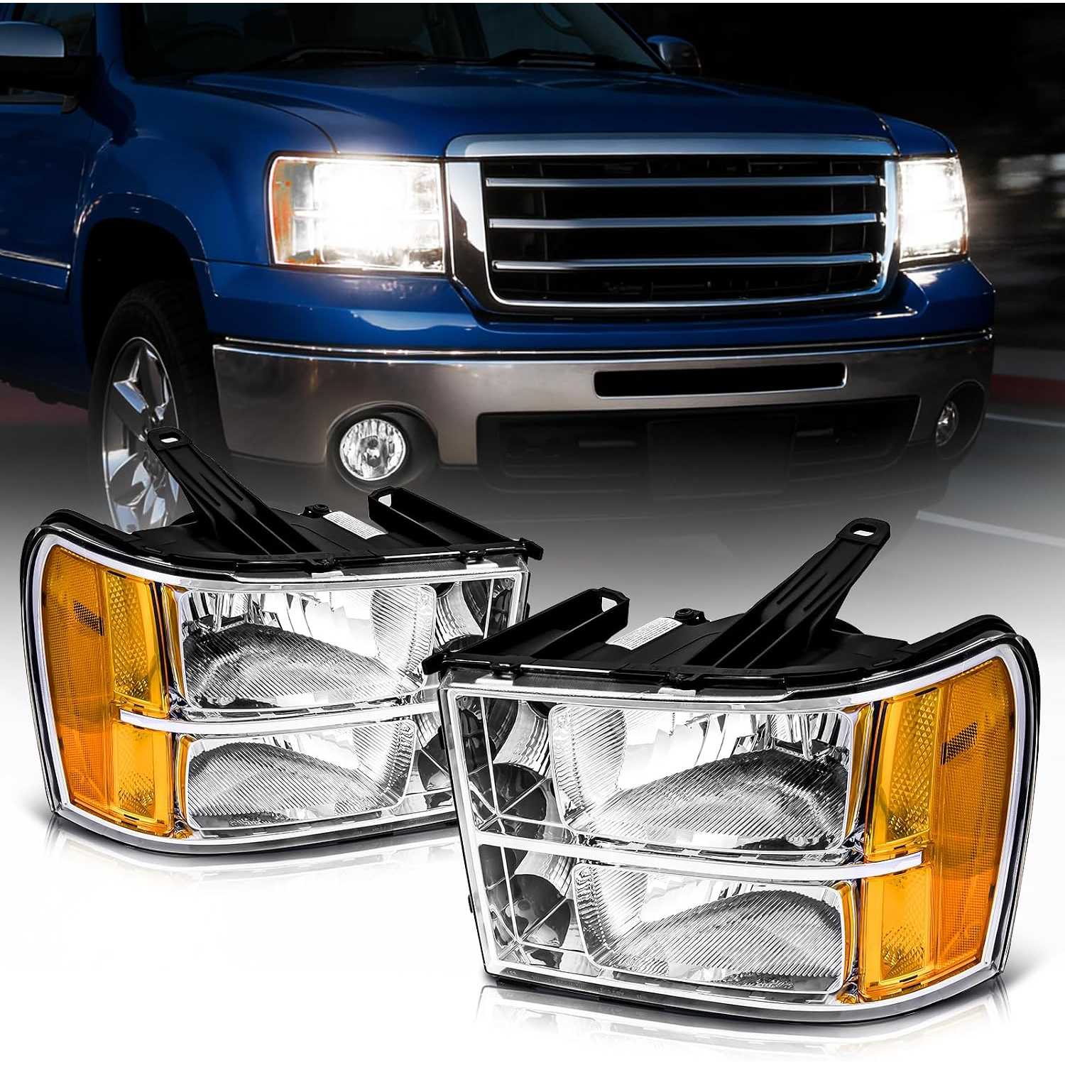 Headlights Assembly Compatible with 2007 GMC Sierra 2500 HD 3500 Classic