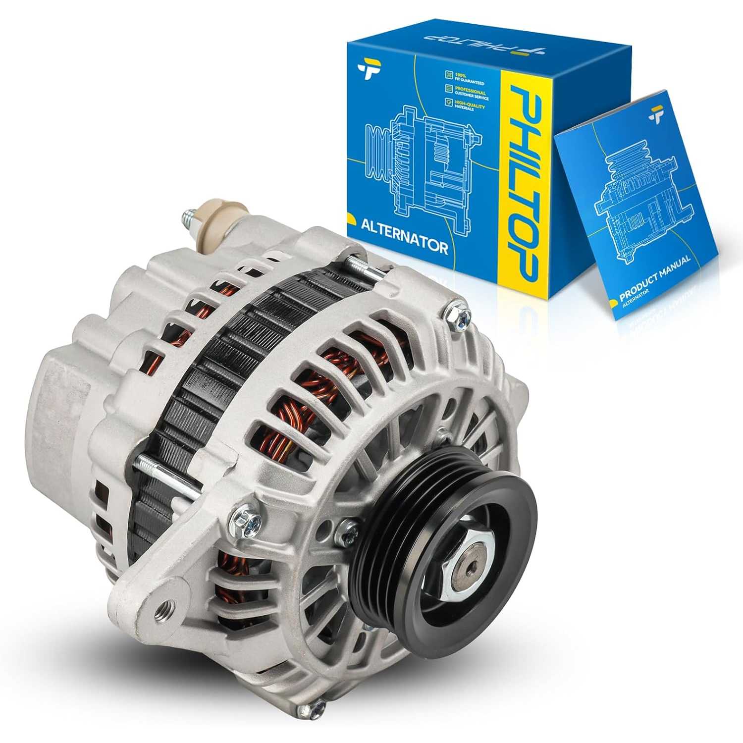 PHILTOP Alternator Compatible With Hyundai for 2001-2006 Elantra, Accent 2005 Spectra, Spectra5, Tucson 2006 Sportage 2003-2004,