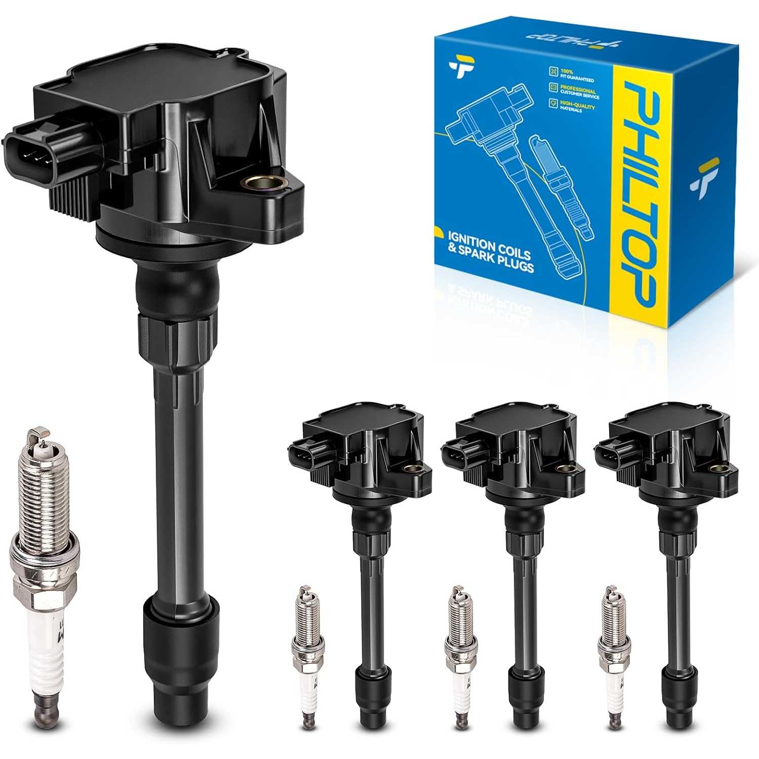Ignition Coil Pack and Iridium Spark Plugs Fits for Honda 2016-2020 Civic 2.0L, Honda 2015-2019 Fit, 4PCS UF749