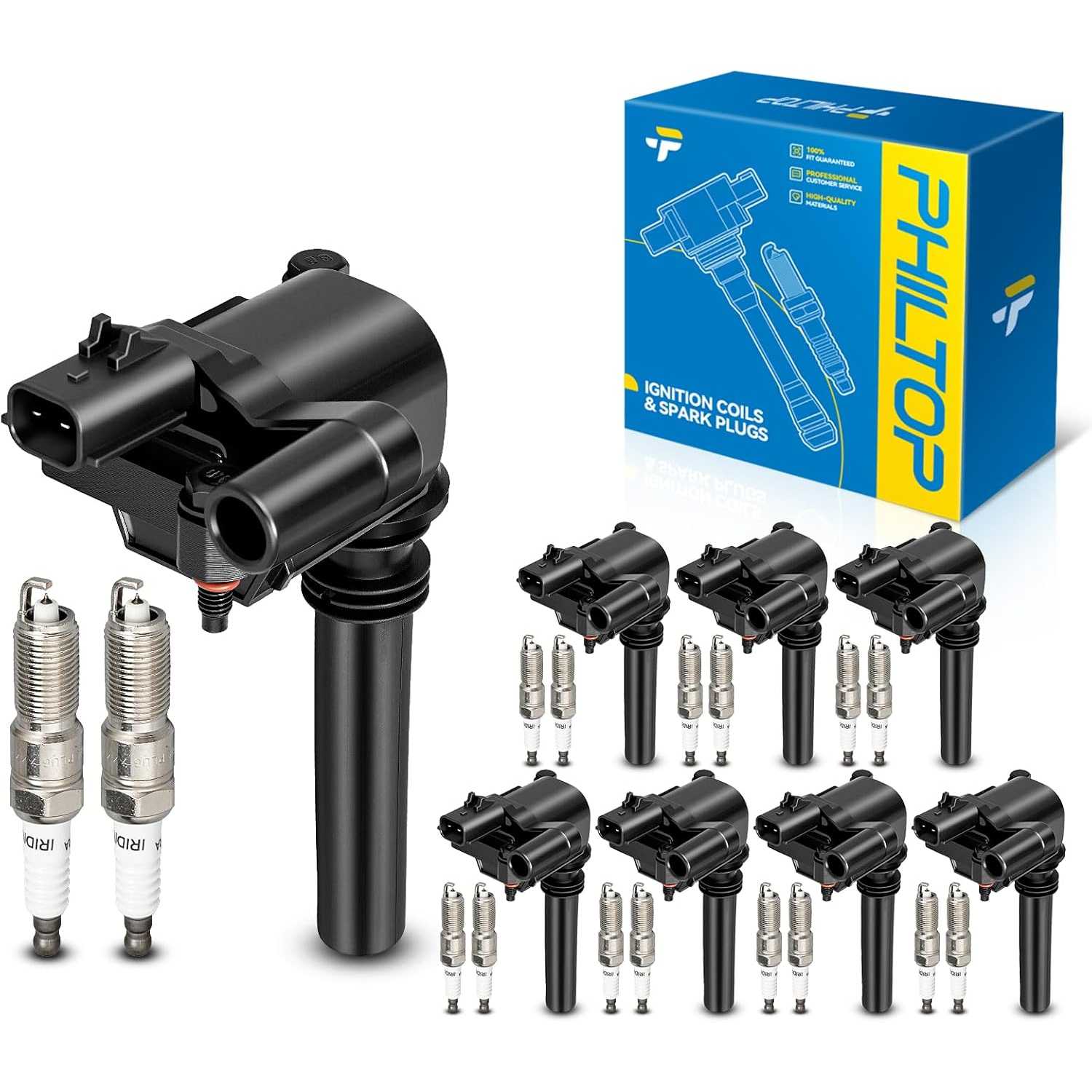 Ignition Coil Pack and Iridium Spark Plugs Fits for Dodge 2003-2005 Ram 1500 5.7L, 2003-2005 Ram 2500 5.7L