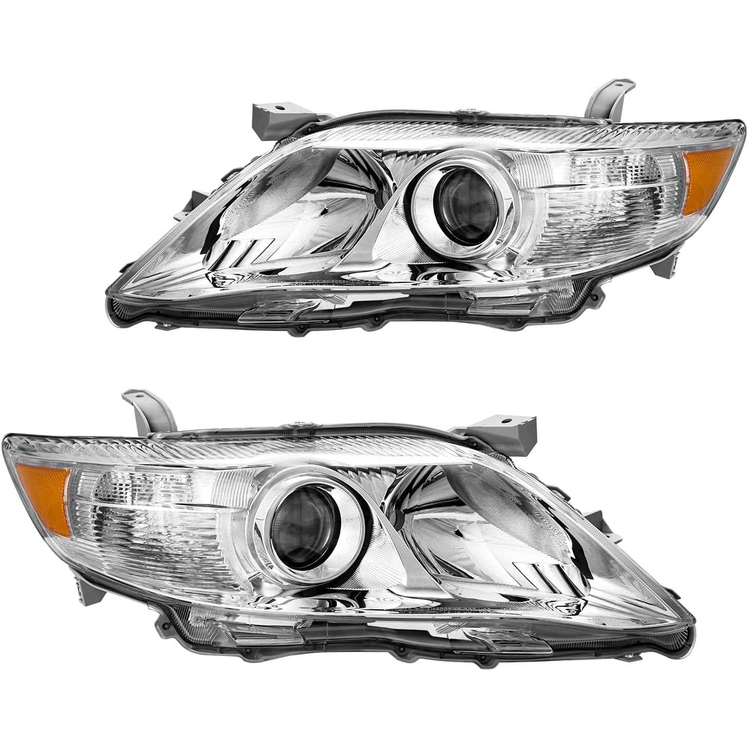 Headlights Assembly Compatible with 2010-2011 Toyota Camry, OE Halogen Headlamps Replacement (Driver + Passenger Side)