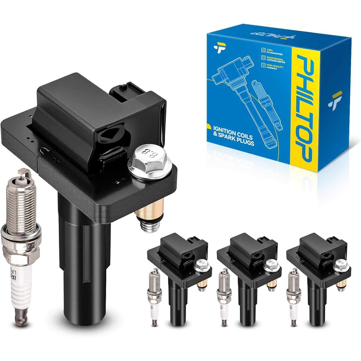 Ignition Coil Pack and Iridium Spark Plugs Fits for Subaru 2011-2014 Impreza 2.5T, Subaru 2015-2018 WRX STI