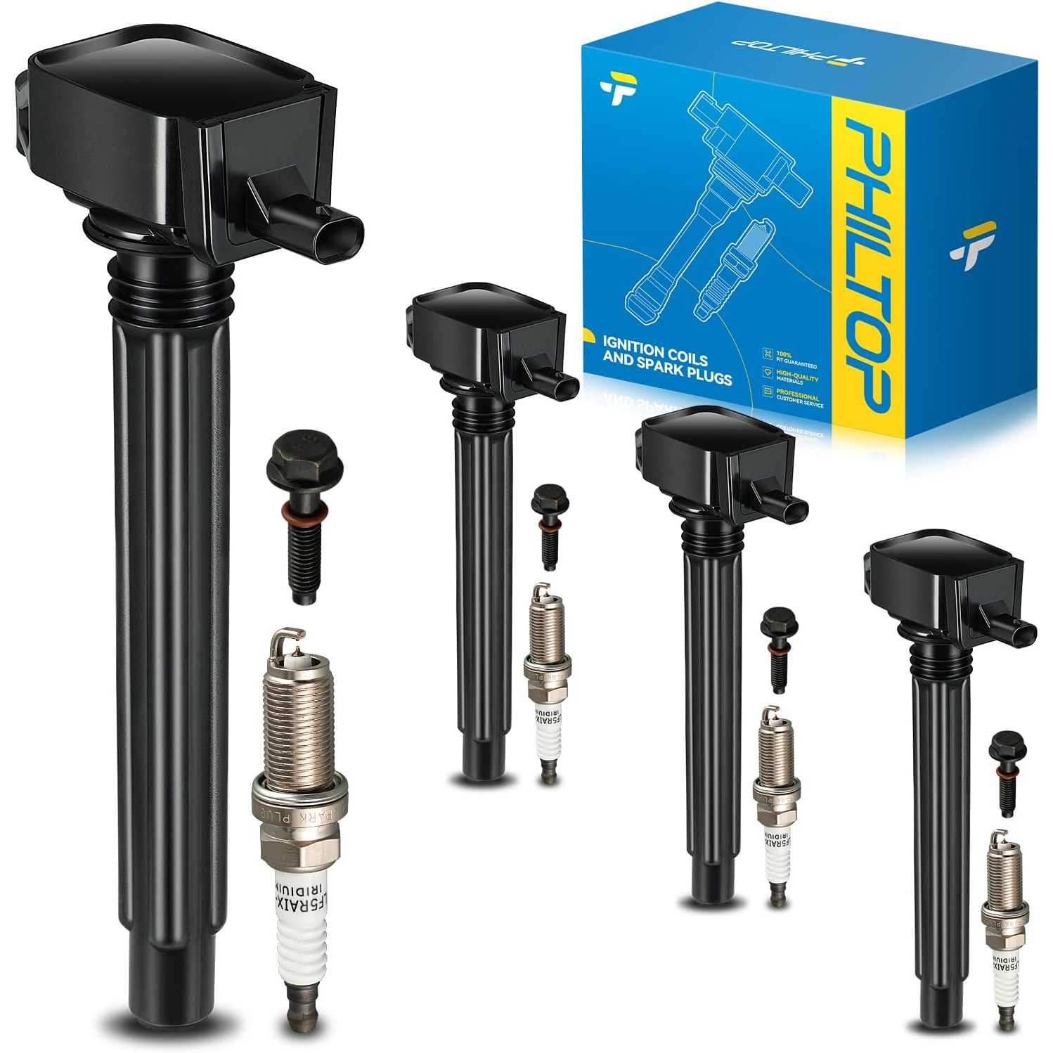Ignition Coil Pack and Iridium Spark Plugs Fits for Jeep 2014-2022 Cherokee 2.4L, 2018-2022 Compass