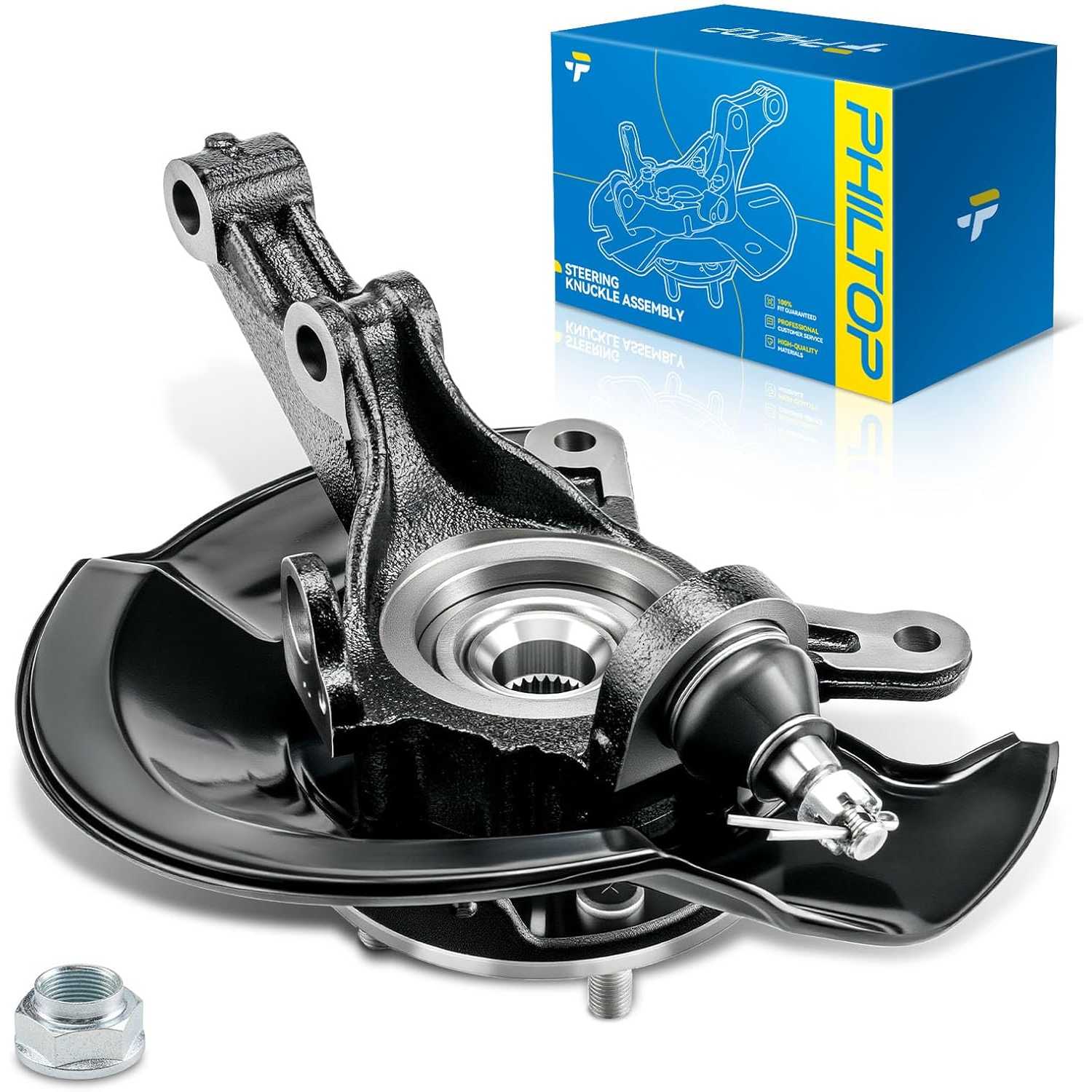 Front steering knuckle and hub assembly Compatible with 2003-2005 Honda Civic,Passenger Side