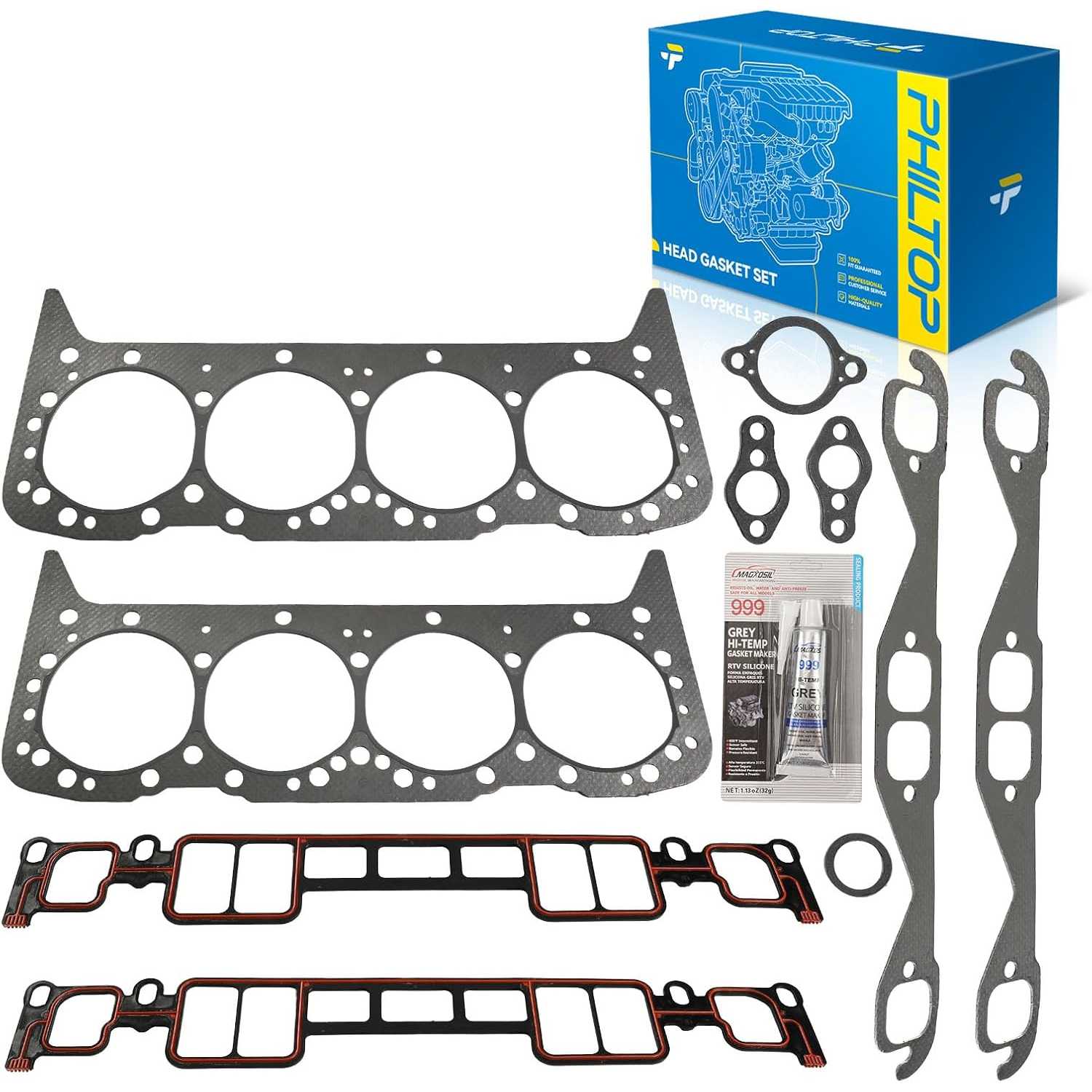 Head Gasket Kit Fit for Mercruiser, Volvo Penta, Crusader GM Marine | 350 CID Engine Cylinder Head Gasket Set