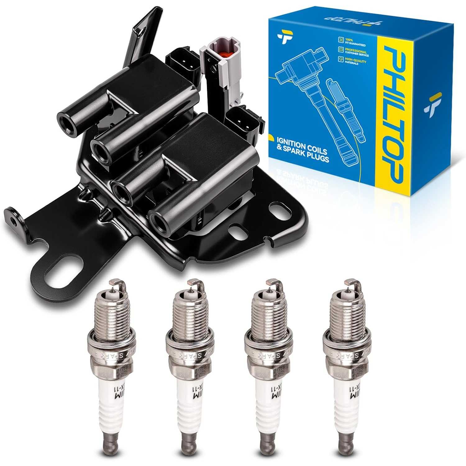 Ignition Coil Pack and Iridium Spark Plugs Fits for Hyundai 2001-2002 Elantra, 1PCS UF340