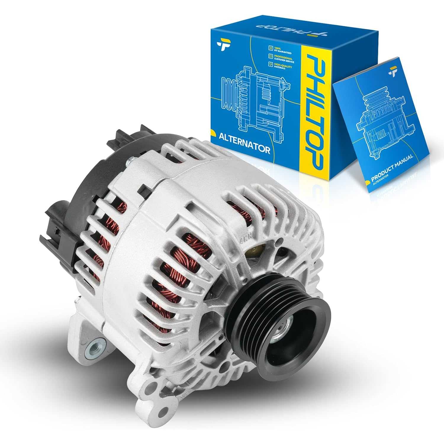 PHILTOP Alternator Compatible With 2005-2014 Jetta 2.5L, 2010-2014 Golf 2.5L, 2006-2009 Rabbit(Bosch Unit; 140 Amp) 11254N 12V C