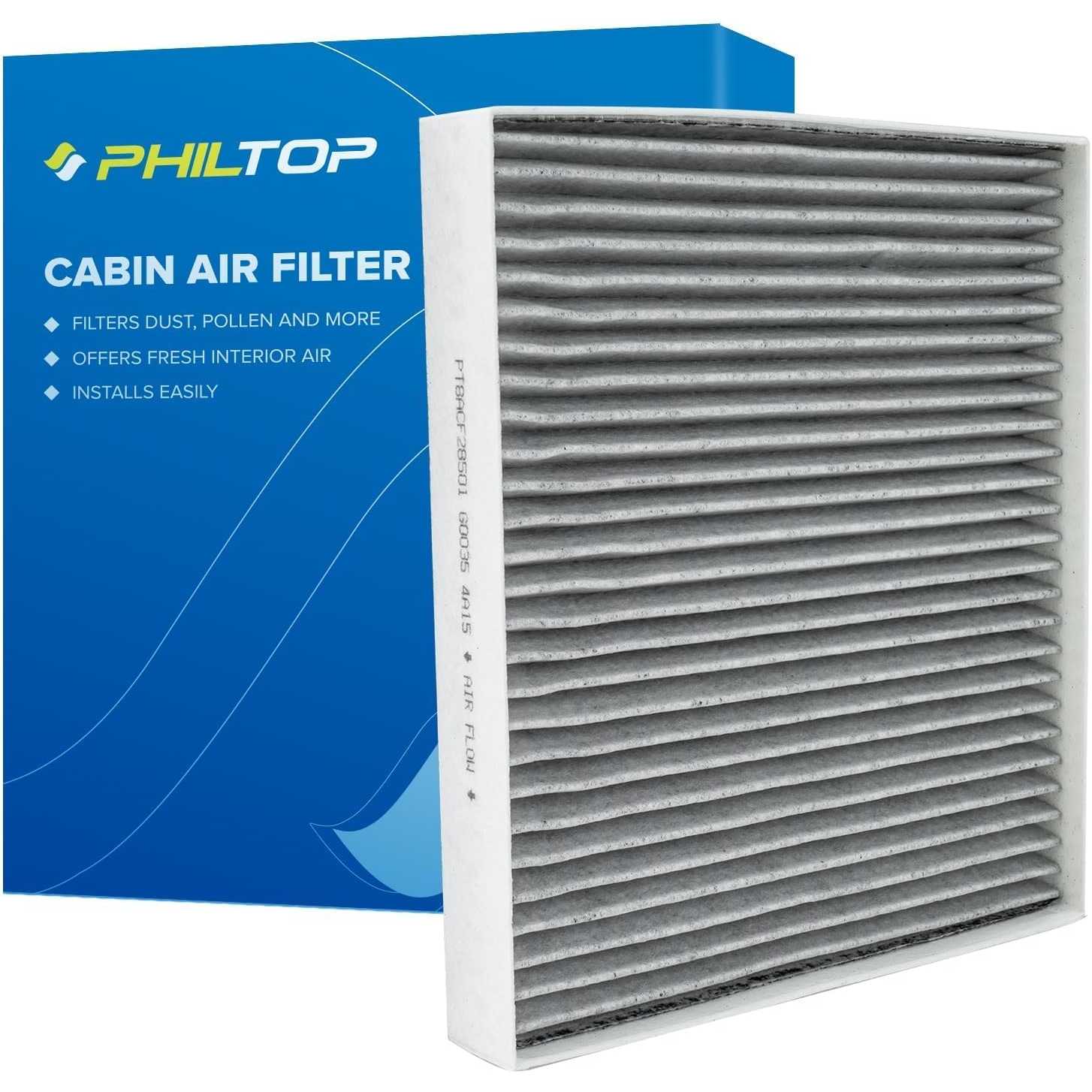 PHILTOP Cabin Air Filter w/ Carbon | Hyundai Sonata 2015-2019 Kia Cadenza 2017-2019 | CF12151