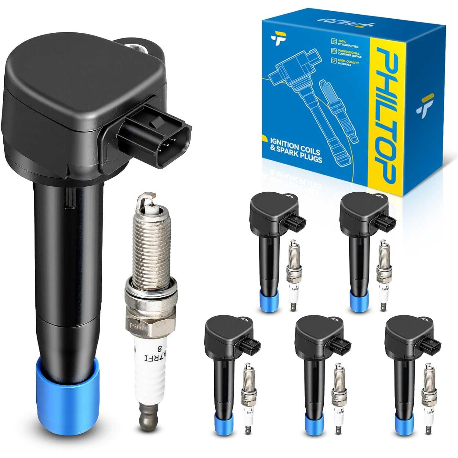 Ignition Coil Pack and Iridium Spark Plugs Fits for Acura 2009-2014 TL, Honda 2008-2017 Odyssey 3.5L
