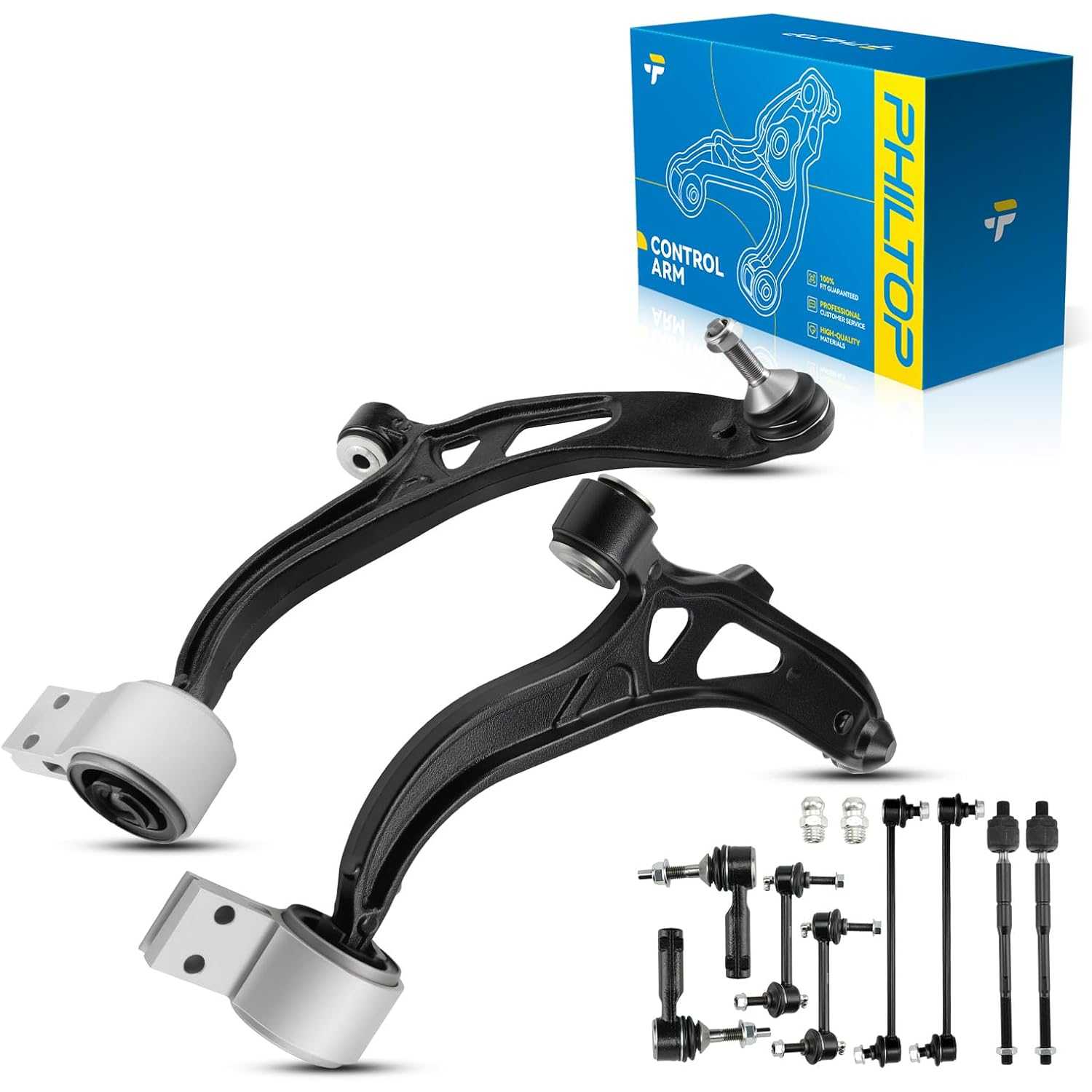 Front Suspension Kit Lower Control Arm w/Ball Joint & Sway Bar End Links & Tie Rod End Compatible with Ford 2011-2018...