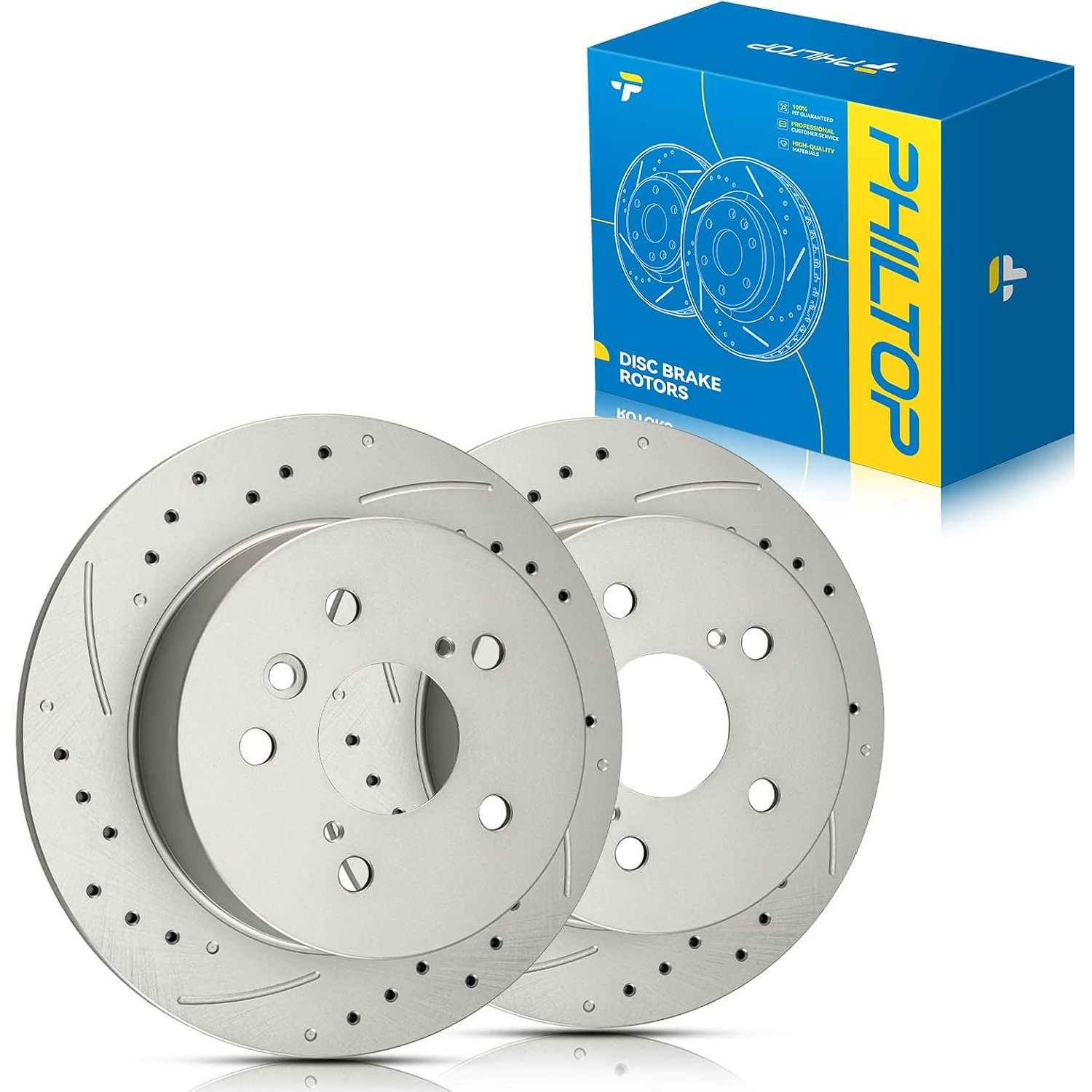 2007-2011 Toyota Camry 2.4L/2.5L/3.5L | Rear Drilled and Slotted Brake Rotors 11.07" | OE#4243106160/12144144 - PHILTOP