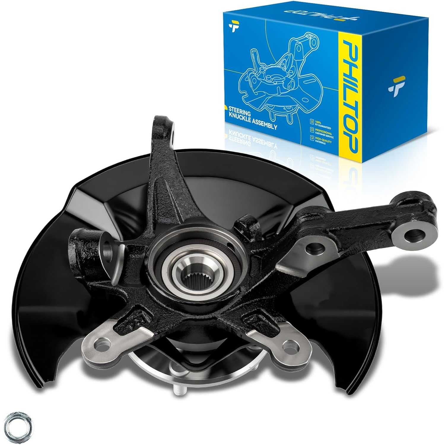 Front steering knuckle and hub assembly Compatible with 2006-2011 Honda Civic,Driver Side