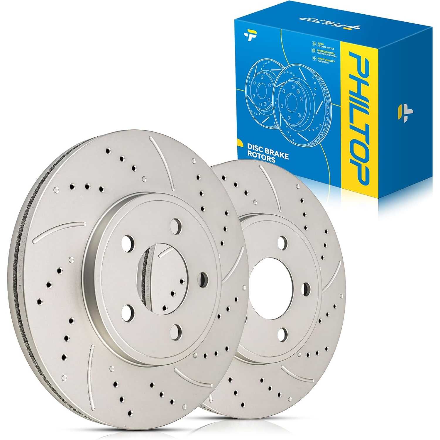 Front Drilled & Slotted Brake Rotors for Mercury 2003-2011 Grand Marquis