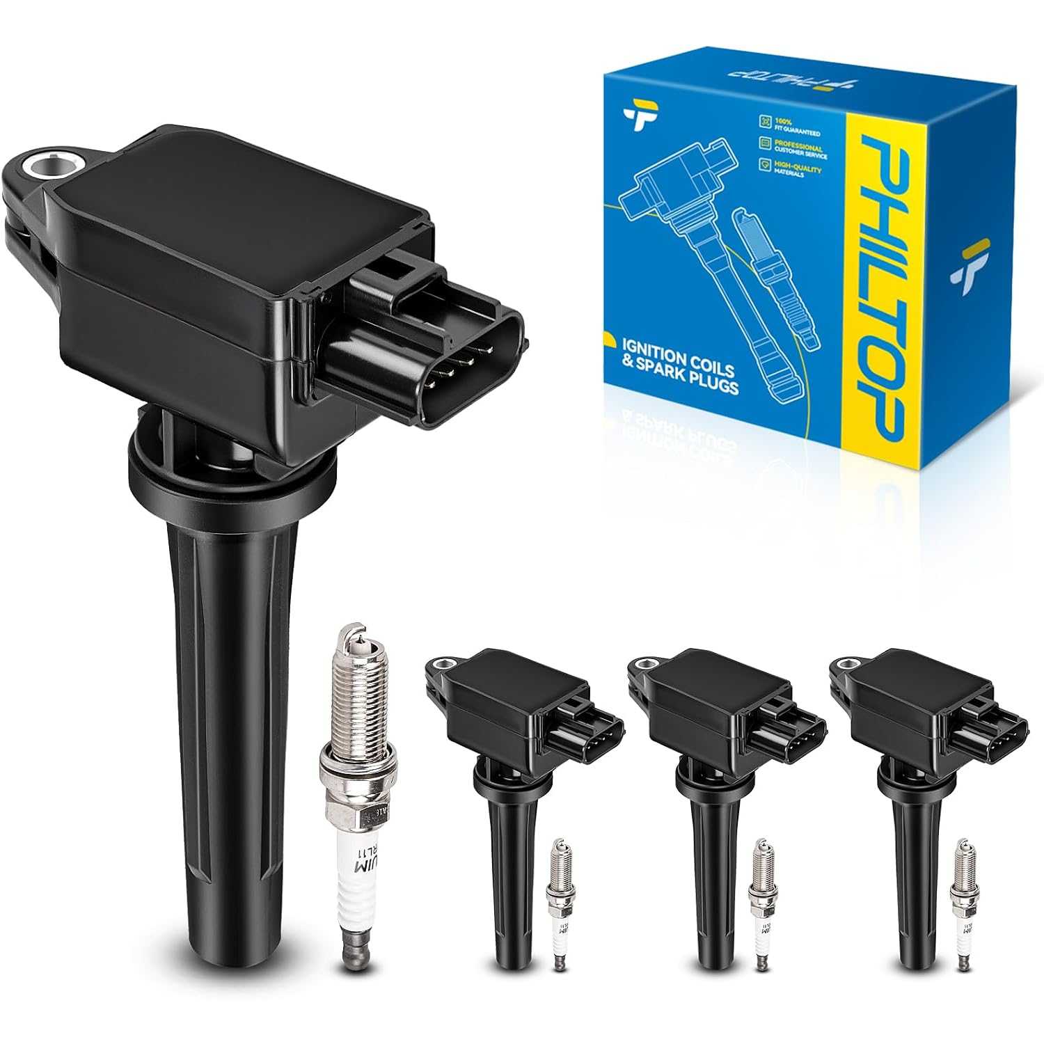 Ignition Coil Pack and Iridium Spark Plugs Fits for Mazda 2012-2024 3 L4 2.0L/2.5L, 2016-2021 CX-3, 2013-2018 CX-5