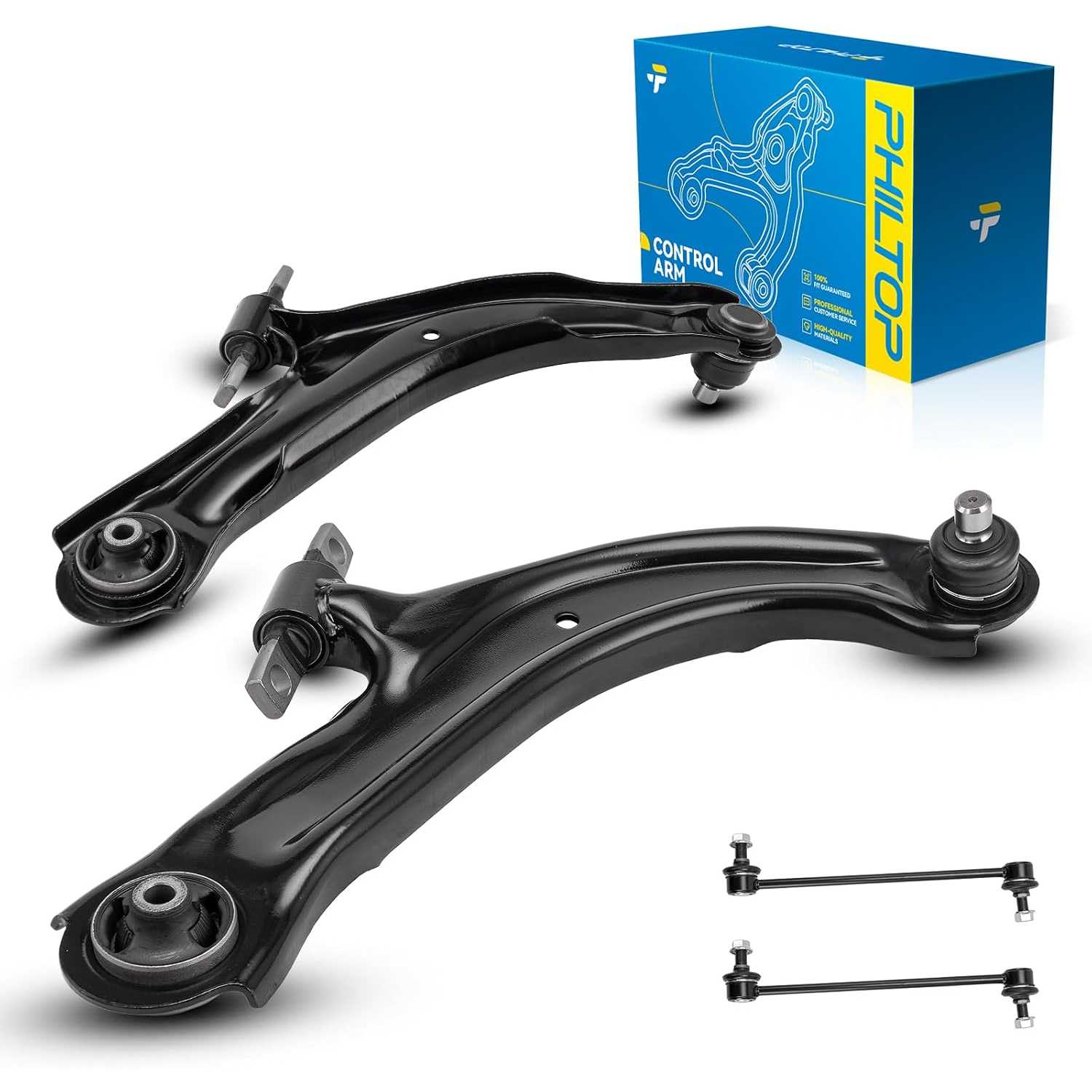 4Pcs Front Lower Control Arm w/Ball Joint Sway Bar End Link Fit for 2007-2012 Sentra
