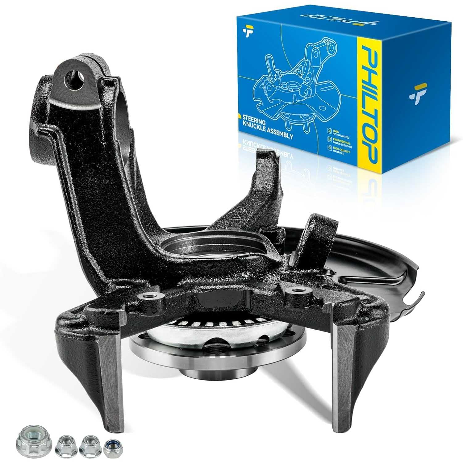 Front steering knuckle and hub assembly Compatible with 1998-2010 Volkswagen Beetle, 1999-2005 Volkswagen Jetta