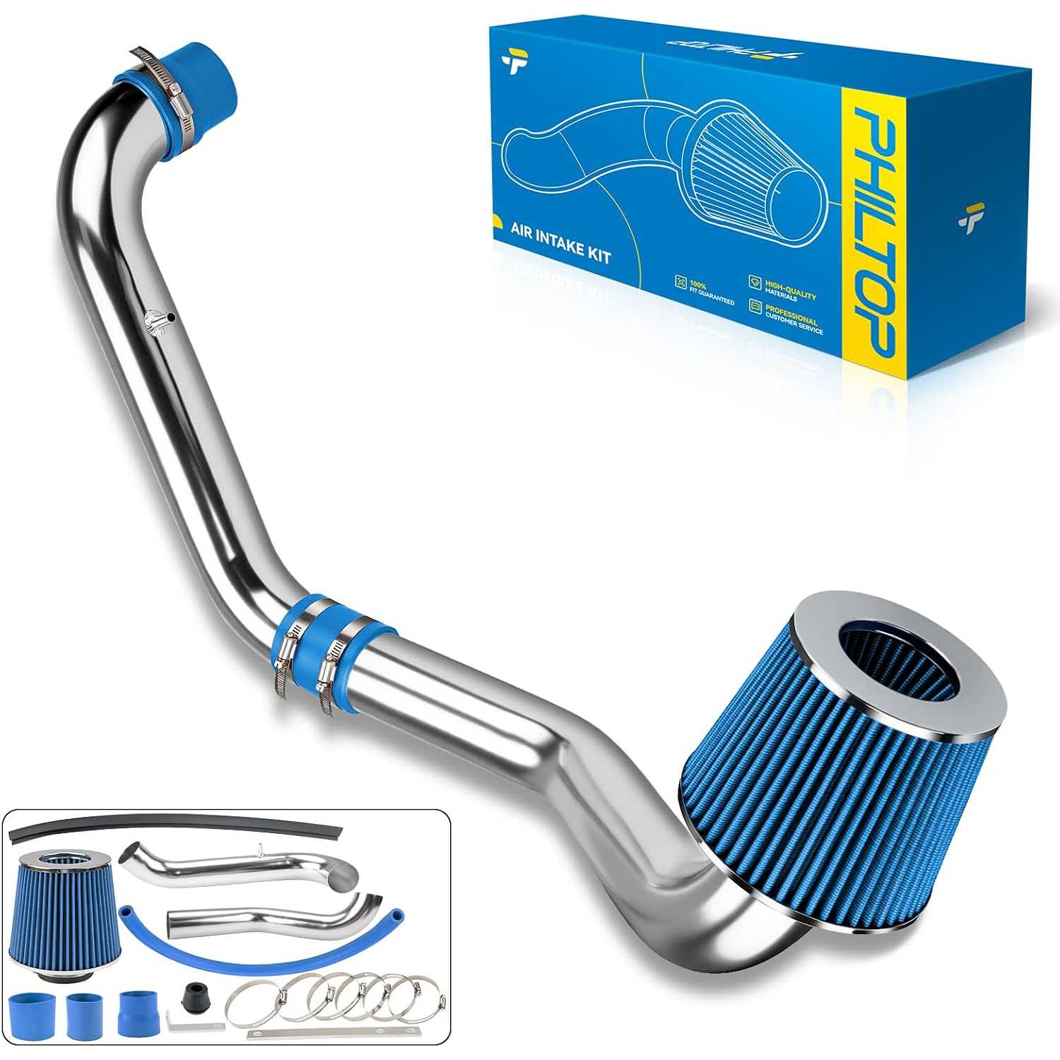 2.75" Cold Air Intake Kit Compatible With Honda Civic 1996 1997 1998 1.6L L4 ENGINE Intake Air Filter, Blue