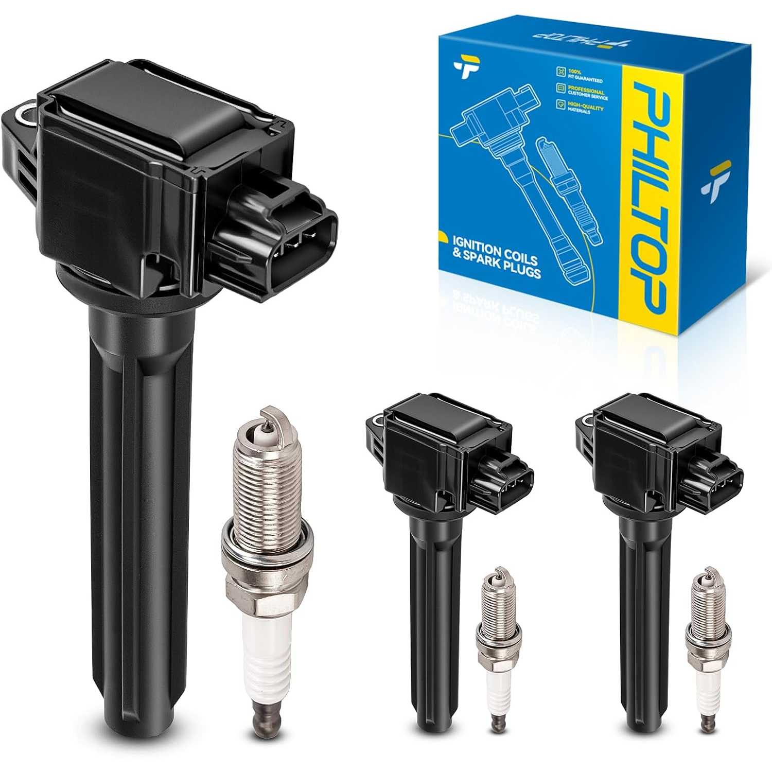 Ignition Coil Pack and Iridium Spark Plugs Fits for Mitsubishi 2014-2015 2017-2023 Mirage