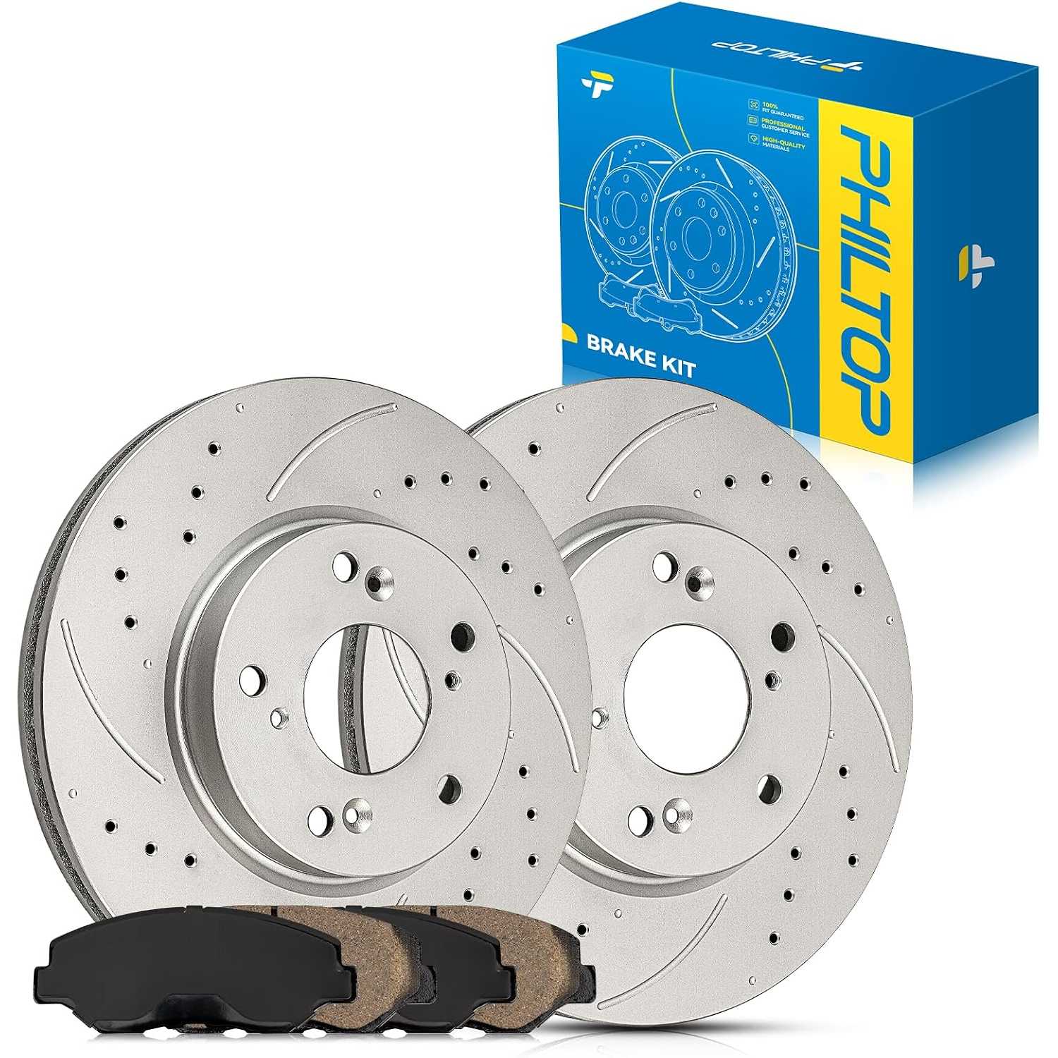 Front Brake Pads and Rotors kit Fit for Honda 2003-2010 Accord 2.4L