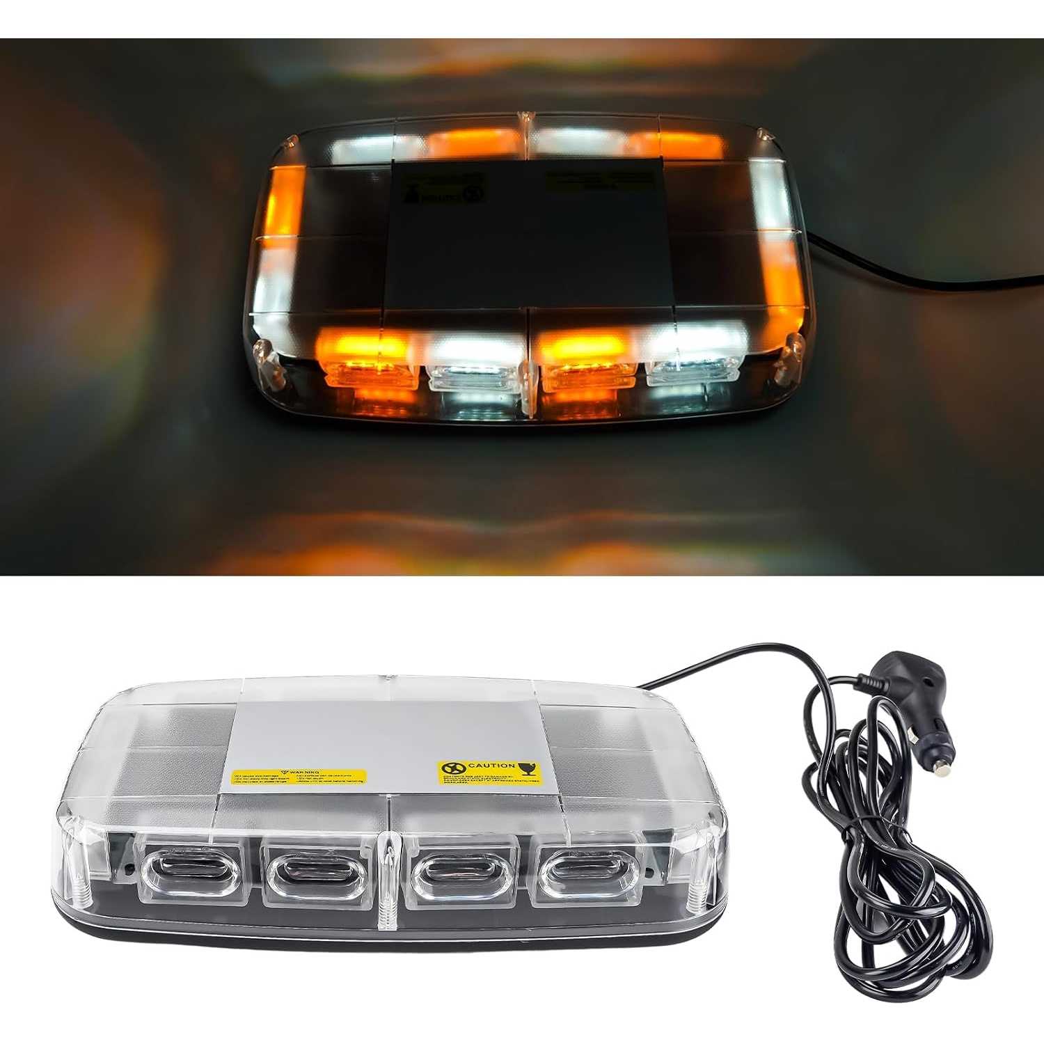 Strobe Flash Lights 48LED 16 Modes Roof Top Emergency Warning Magnetic Light 12-24V Amber and White Light bar for Tru...